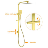 Brushed Gold 2in1 Set 8" Square Rain Shower Head 3 Modes Handheld Silde Rail Arm | darrahopens.com.au Premium AU Stock