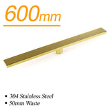 Darrahopens Furniture > Bathroom > Shower Heads & Screens Brushed Gold 304 SUS 600mm Strip Fence Sword Shower Grate Floor Drain 50mm Waste