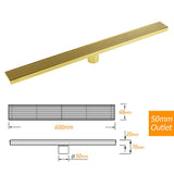 Darrahopens Furniture > Bathroom > Shower Heads & Screens Brushed Gold 304 SUS 600mm Strip Fence Sword Shower Grate Floor Drain 50mm Waste