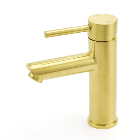 Darrahopens Furniture > Bathroom > Shower Heads & Screens Brushed Gold 7.5L/min Kitchen Laundry Round Basin Mixer Vanity Sink Faucet Tap