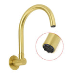 Darrahopens Furniture > Bathroom > Shower Heads & Screens Brushed Gold Bath Tub Filler Round Gooseneck Arm Faucet Water Outlet Wall Spout