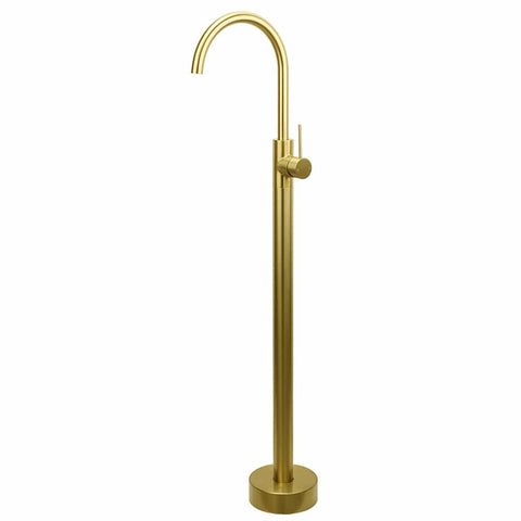 Darrahopens Furniture > Bathroom > Shower Heads & Screens Brushed Gold Bath Tub Mixer Tap Free Standing Faucet Filler Spout Hot Cold Water