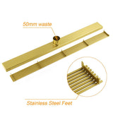 Darrahopens Furniture > Bathroom > Shower Heads & Screens Brushed Gold Bathroom 800mm Strip Fence Long Shower Grate Floor Drain 50mm Waste