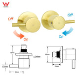 Darrahopens Furniture > Bathroom > Shower Heads & Screens Brushed Gold Brass 1/4 Turn Round Hot Cold Tap Wall Set For Shower Vanity Spout