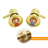 Darrahopens Furniture > Bathroom > Shower Heads & Screens Brushed Gold Brass 1/4 Turn Round Hot Cold Tap Wall Set For Shower Vanity Spout