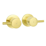 Darrahopens Furniture > Bathroom > Shower Heads & Screens Brushed Gold Brass 1/4 Turn Round Hot Cold Tap Wall Set For Shower Vanity Spout