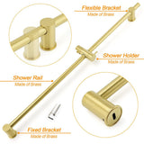 Darrahopens Furniture > Bathroom > Shower Heads & Screens Brushed Gold Brass 850mm Long Sliding Rail Bar Swivel Handheld Shower Holder Kit
