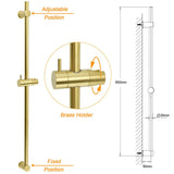 Darrahopens Furniture > Bathroom > Shower Heads & Screens Brushed Gold Brass 850mm Long Sliding Rail Bar Swivel Handheld Shower Holder Kit