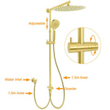 Brushed Gold Dual Round Shower 12" Top Head 3 Mode Handheld Sliding Rail Arm Mixer Valve | darrahopens.com.au Premium AU Stock