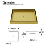 Darrahopens Furniture > Bathroom > Shower Heads & Screens Brushed Gold Large 200mm Tile Insert Bathroom Floor Drain Grate 80mm Waste Outet