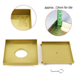 Darrahopens Furniture > Bathroom > Shower Heads & Screens Brushed Gold Large 200mm Tile Insert Bathroom Floor Drain Grate 80mm Waste Outet