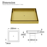 Darrahopens Furniture > Bathroom > Shower Heads & Screens Brushed Gold Large 200mm Tile Insert Floor Drain Shower Grate 50mm Waste Outet