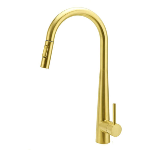Darrahopens Furniture > Bathroom > Shower Heads & Screens Brushed Gold Pull Out Kitchen Sink Tap Basin Mixer Faucet 2 Mode Spraying Spout