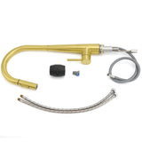 Darrahopens Furniture > Bathroom > Shower Heads & Screens Brushed Gold Pull Out Kitchen Sink Tap Basin Mixer Faucet 2 Mode Spraying Spout