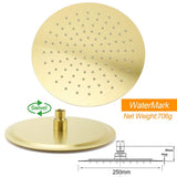Brushed Gold Round 10 Inch Rain Shower Head Swivel Brass Gooseneck Wall Arm Set | darrahopens.com.au Premium AU Stock