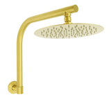 Brushed Gold Round 10 Inch Rain Shower Head Swivel Brass Gooseneck Wall Arm Set | darrahopens.com.au Premium AU Stock