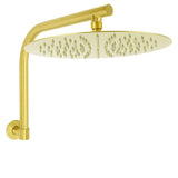 Brushed Gold Round 12 Inch Rain Shower Head Swivel Brass Gooseneck Wall Arm Set | darrahopens.com.au Premium AU Stock