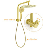 Brushed Gold Round 12" Rain Shower Head 3 Mode Handheld Diverter Wall Arm Set | darrahopens.com.au Premium AU Stock