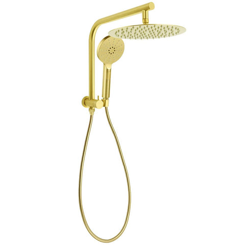 Brushed Gold Round 12" Rain Shower Head 3 Mode Handheld Diverter Wall Arm Set | darrahopens.com.au Premium AU Stock