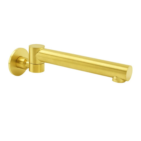 Darrahopens Furniture > Bathroom > Shower Heads & Screens Brushed Gold Round Basin Wall Mounted Faucet Outlet Swivel Bathtub Stainless Steel Spout
