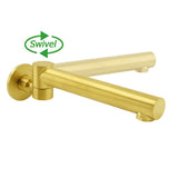 Darrahopens Furniture > Bathroom > Shower Heads & Screens Brushed Gold Round Basin Wall Mounted Faucet Outlet Swivel Bathtub Stainless Steel Spout