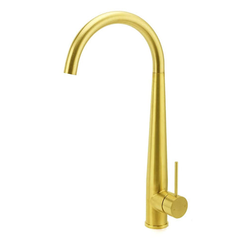 Darrahopens Furniture > Bathroom > Shower Heads & Screens Brushed Gold Round Kitchen Mixer Sink Tap 360 Swivel Basin Laundry Faucet Spout