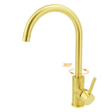 Brushed Gold Round Kitchen Mixer Sink Tap 360° Swivel Laundry Basin Faucet Spout | darrahopens.com.au Premium AU Stock