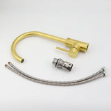 Brushed Gold Round Kitchen Mixer Sink Tap 360° Swivel Laundry Basin Faucet Spout | darrahopens.com.au Premium AU Stock