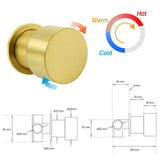 Darrahopens Furniture > Bathroom > Shower Heads & Screens Brushed Gold Round Knob Turn Shower Hot Cold Mixer Tap Valve Ceramic Cartridge