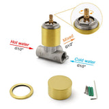 Darrahopens Furniture > Bathroom > Shower Heads & Screens Brushed Gold Round Knob Turn Shower Hot Cold Mixer Tap Valve Ceramic Cartridge