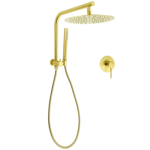 Brushed Gold Round Large 12" Rain Shower Head Stainless Steel Spray Handheld Wall Arm Mixer Set | darrahopens.com.au Premium AU Stock