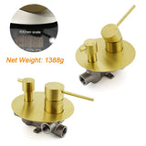 Darrahopens Furniture > Bathroom > Shower Heads & Screens Brushed Gold Round Shower Mixer 2 Way Diverter For Bath Twin Shower Watermark