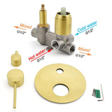 Darrahopens Furniture > Bathroom > Shower Heads & Screens Brushed Gold Round Shower Mixer 2 Way Diverter For Bath Twin Shower Watermark