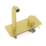 Darrahopens Furniture > Bathroom > Shower Heads & Screens Brushed Gold Round Wall Mounted Basin Mixer Vanity Sink Tap Faucet Curve Spout