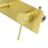 Darrahopens Furniture > Bathroom > Shower Heads & Screens Brushed Gold Round Wall Mounted Basin Mixer Vanity Sink Tap Faucet Curve Spout