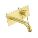 Darrahopens Furniture > Bathroom > Shower Heads & Screens Brushed Gold Round Wall Mounted Basin Mixer Vanity Sink Tap Faucet Curve Spout