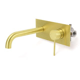 Darrahopens Furniture > Bathroom > Shower Heads & Screens Brushed Gold Round Wall Mounted Basin Mixer Vanity Sink Tap Faucet Curve Spout