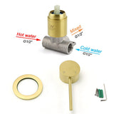 Darrahopens Furniture > Bathroom > Shower Heads & Screens Brushed Gold Round Wall Mounted Shower Mixer Hot Cold Bath Tap Valve Cartridge
