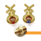 Darrahopens Furniture > Bathroom > Shower Heads & Screens Brushed Gold Shower 1/4 Turn Twin Taps Basin Bath Spout Hot Cold Water Mixer Set