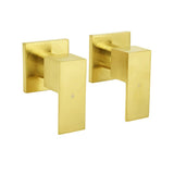 Darrahopens Furniture > Bathroom > Shower Heads & Screens Brushed Gold Square 1/4 Turn Twin Taps Brass For Shower Head Wall Mounted Spout