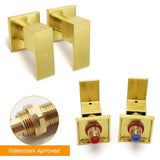 Darrahopens Furniture > Bathroom > Shower Heads & Screens Brushed Gold Square 1/4 Turn Twin Taps Brass For Shower Head Wall Mounted Spout