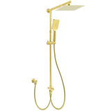 Brushed Gold Square 10" Rain Head 3 Mode Handheld Rose Sliding Rail Arm Dual Shower Set | darrahopens.com.au Premium AU Stock
