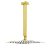 Brushed Gold Square 10" Rainfall Shower Head 30cm Ceiling Dropper Extension Arm Set | darrahopens.com.au Premium AU Stock