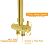 Darrahopens Furniture > Bathroom > Shower Heads & Screens Brushed Gold Square 12" Large Rain Head 3 Mode Handheld Rose Sliding Rail Arm Twin Shower Set