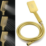 Darrahopens Furniture > Bathroom > Shower Heads & Screens Brushed Gold Square 12" Rain Head 3 Mode Handheld Rose Sliding Rail Wall Arm Dual Shower Taps Set