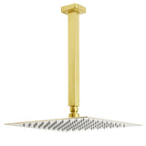 Brushed Gold Square 12" Rainfall Shower Head 30cm Ceiling Dropper Extension Arm Set | darrahopens.com.au Premium AU Stock