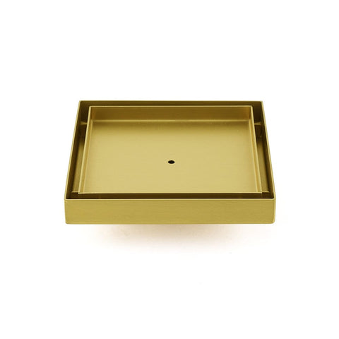 Darrahopens Furniture > Bathroom > Shower Heads & Screens Brushed Gold Square 150x150mm Tile Insert Floor Drain Shower Grate 50mm Waste