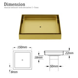 Darrahopens Furniture > Bathroom > Shower Heads & Screens Brushed Gold Square 150x150mm Tile Insert Floor Drain Shower Grate 50mm Waste