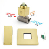 Darrahopens Furniture > Bathroom > Shower Heads & Screens Brushed Gold Square Bath Shower Mixer Hot Cold Tap Ceramic Cartridge For Bath Set