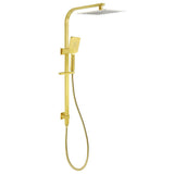 Brushed Gold Square Shower 10" Large Rain Head Handheld Silde Rail Arm 2in1 Set | darrahopens.com.au Premium AU Stock